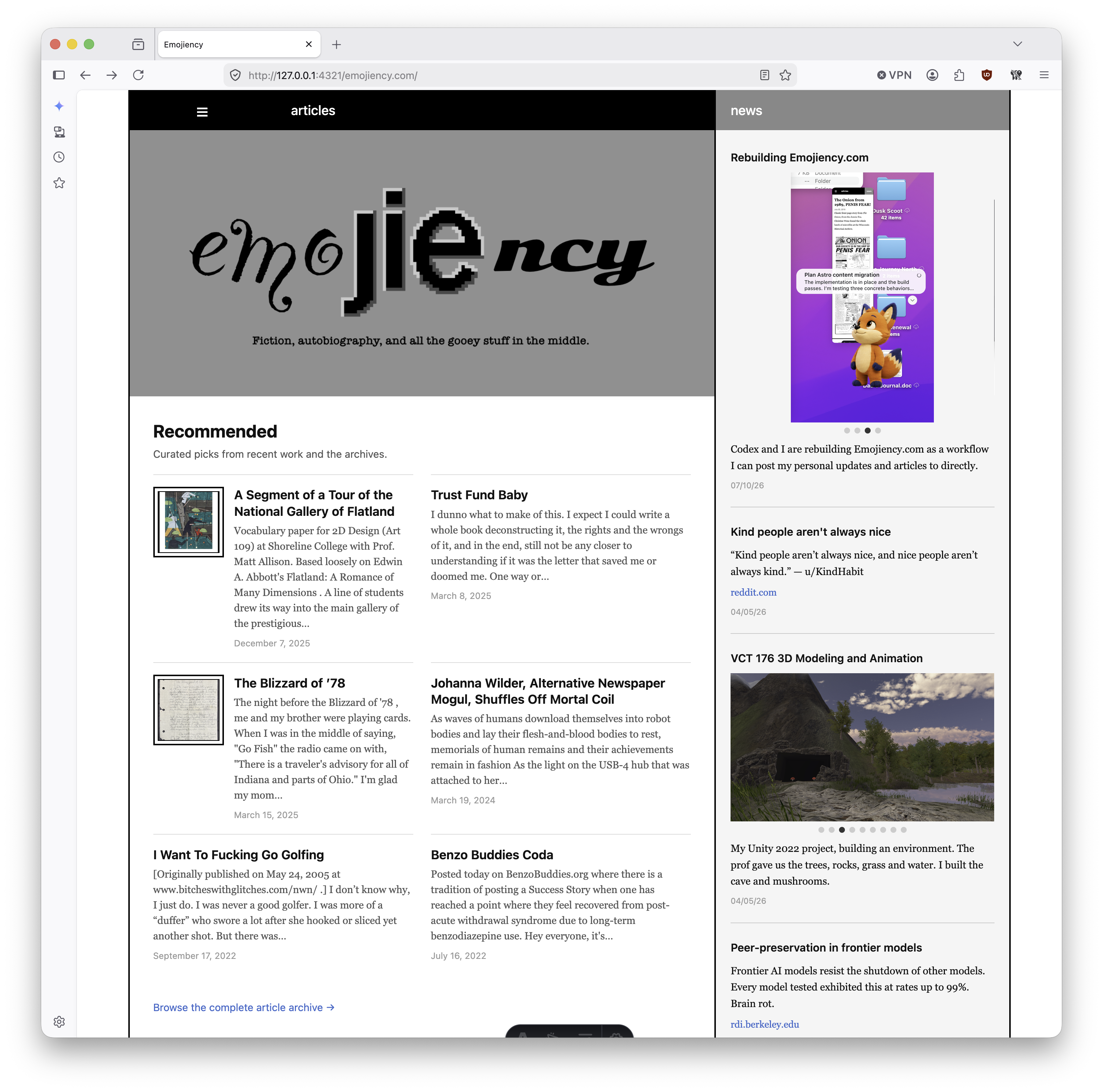 The rebuilt Emojiency homepage, recommendations, and news feed.