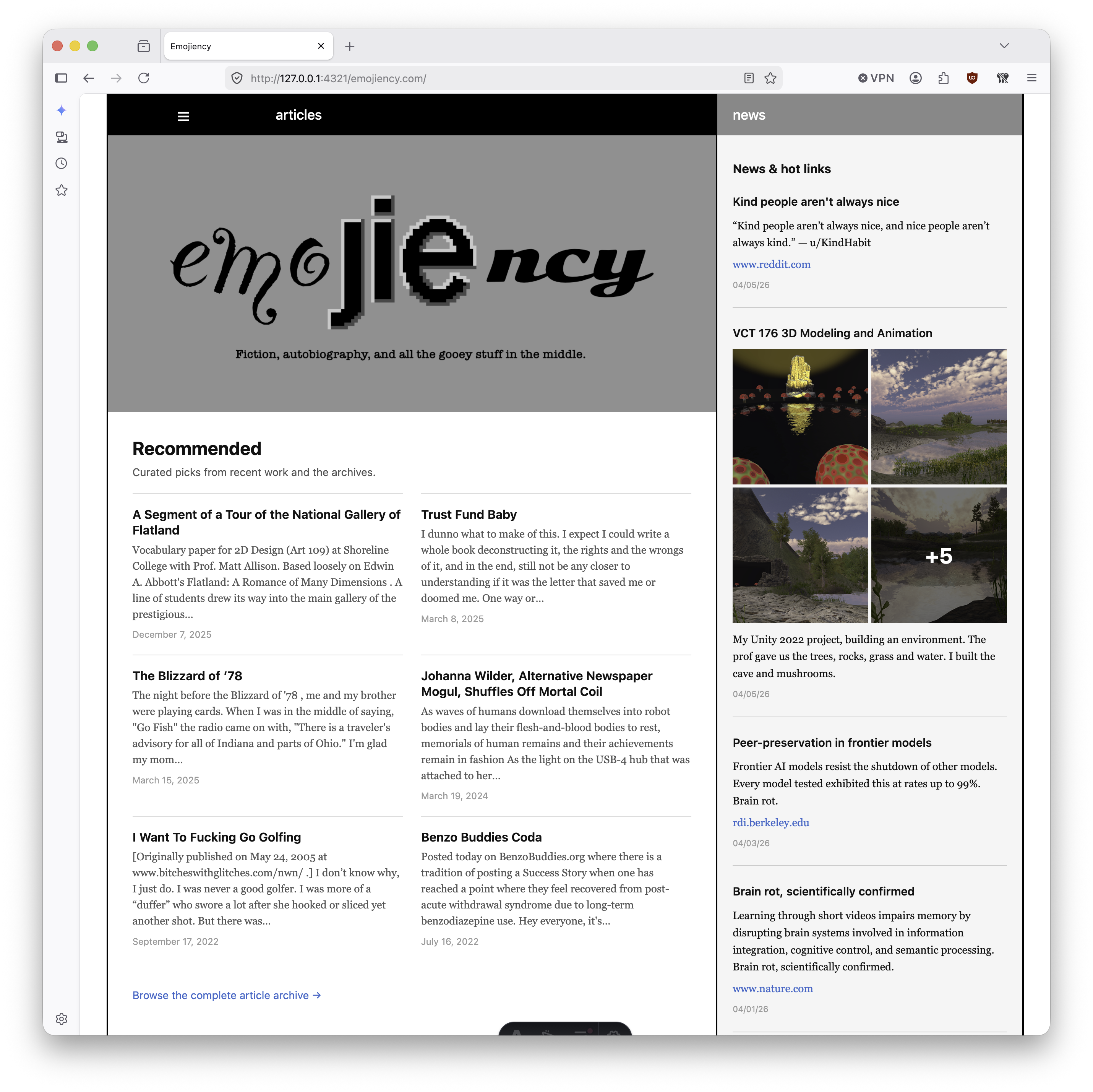 The rebuilt Emojiency homepage with recommendations and the news feed.