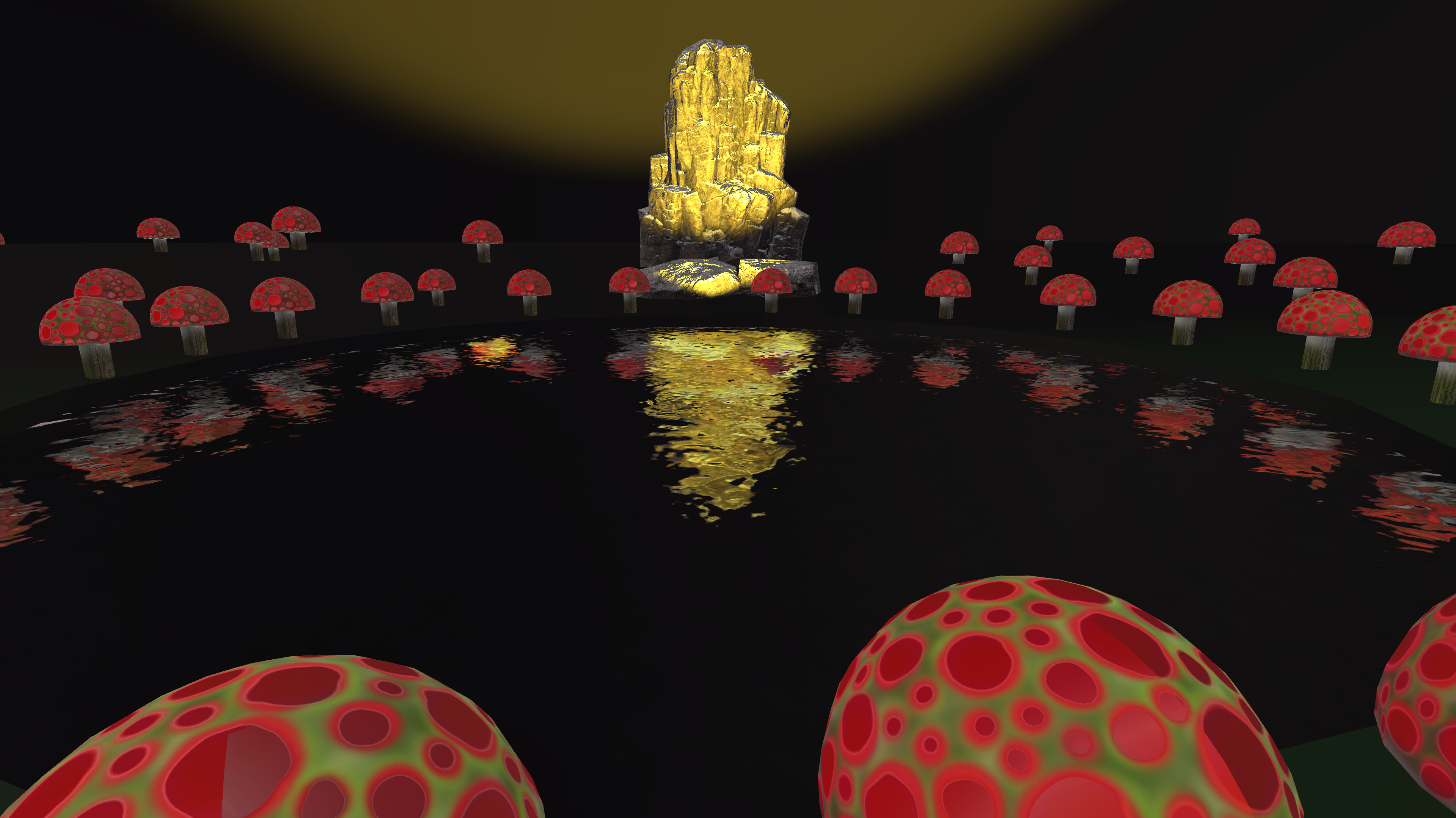 Mushroom pool outside the cave