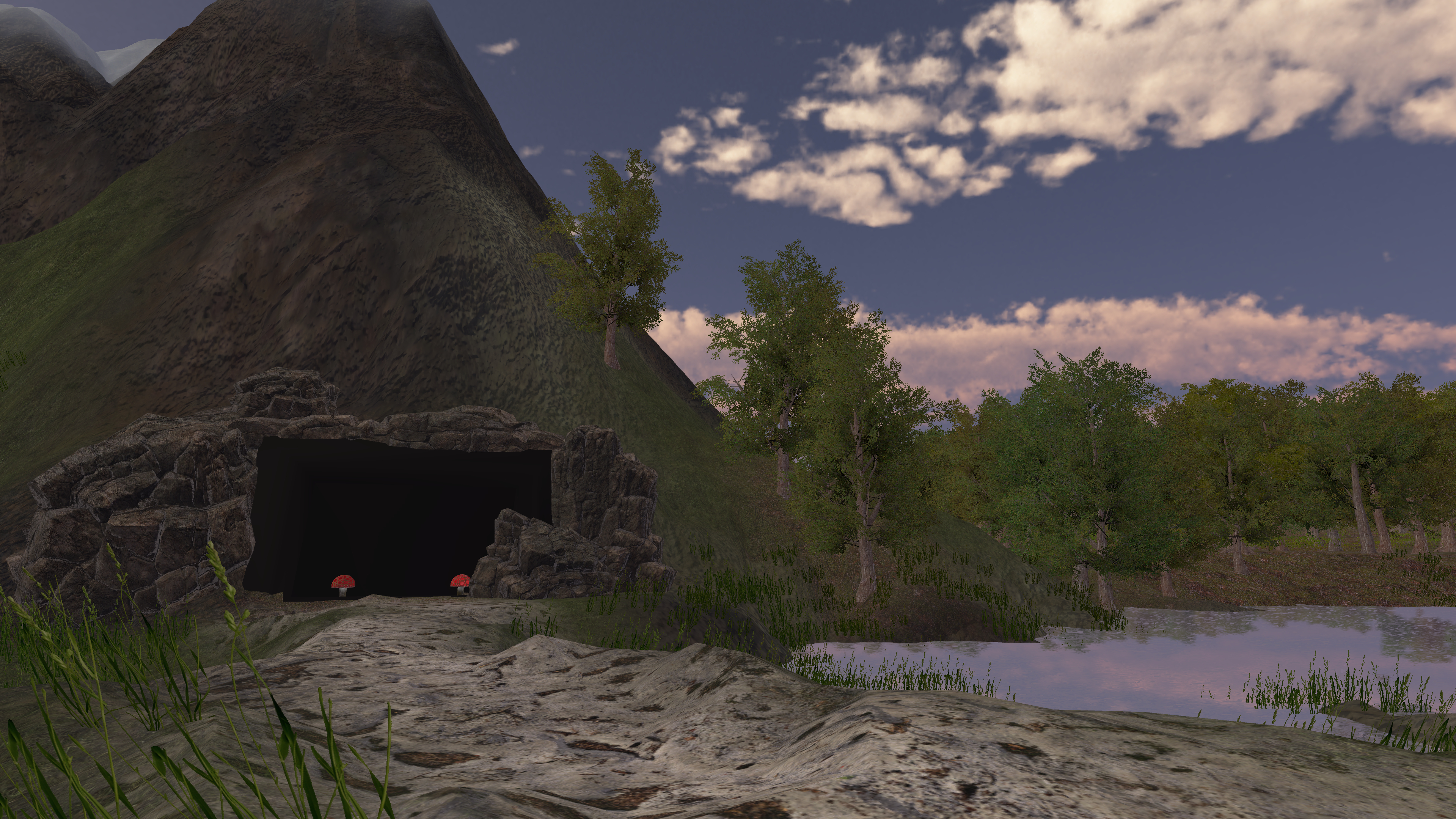 Cave entrance built into the mountain